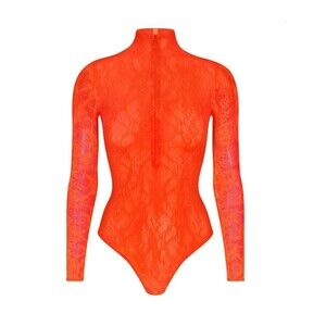skims stretch lace long sleeve bodysuit sunset